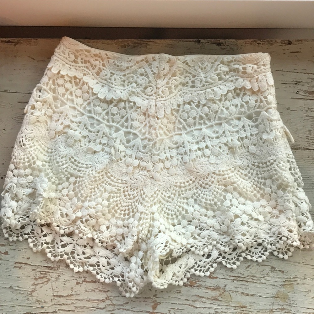 Ivory lace/ crochet shorts
